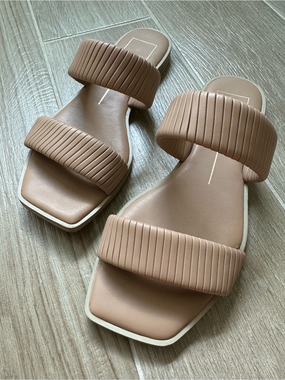 Dolce Vita Tan Double-Strap Slide Sandals